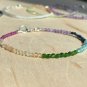 7 Stone Chakra Round 3mm Faceted beads adjustable stacking bracelet