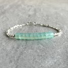 Aqua Chalcedony Wheel 6mm Smooth beads adjustable stacking bracelet
