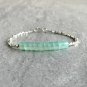 Aqua Chalcedony Wheel 6mm Smooth beads adjustable stacking bracelet