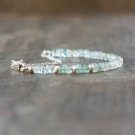 Aquamarine Rondelle 3.5mm Smooth beads adjustable stacking bracelet