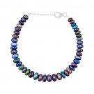 Black Opal Rondelle 4-6mm Smooth beads adjustable stacking bracelet