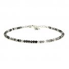 Black Rutile Round 2.5mm Faceted beads adjustable stacking bracelet