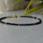 Black Spinel Round 2.5mm Faceted beads adjustable stacking bracelet
