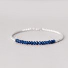 Blue Jade Rondelle 3.5mm Faceted beads adjustable stacking bracelet
