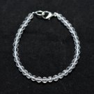 Crystal Quartz Round 4mm Faceted beads adjustable stacking bracelet