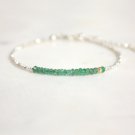 Emerald Rondelle 2.5-3mm Faceted beads adjustable stacking bracelet