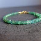Emerald Rondelle 3.5-4mm Faceted beads adjustable stacking bracelet