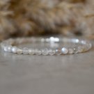 Gray Moonstone Round 3mm Faceted beads adjustable stacking bracelet