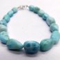 Larimar Tumble 6x9-9x12mm Smooth beads adjustable stacking bracelet