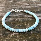 Larimar Rondelle 3.5-4mm Faceted beads adjustable stacking bracelet