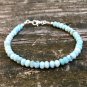 Larimar Rondelle 3.5-4mm Faceted beads adjustable stacking bracelet