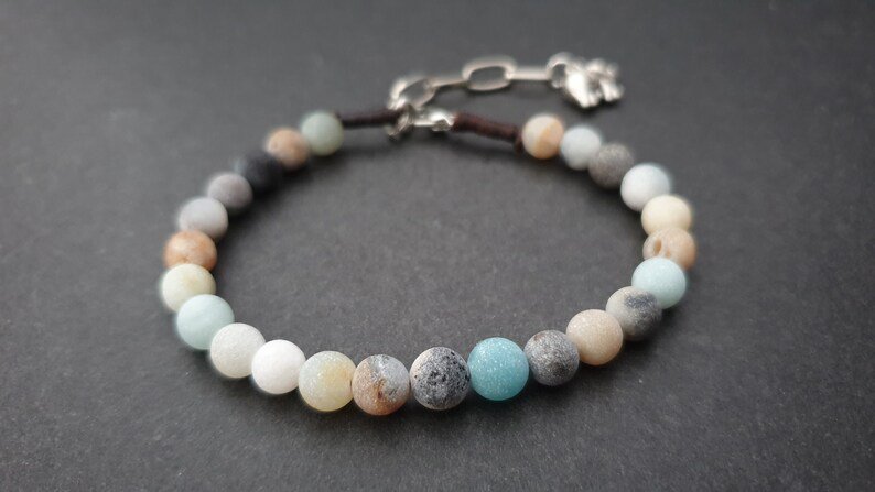Matte Amazonite Round 6mm Smooth beads adjustable stacking bracelet