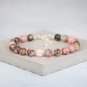 Matte Rhodonite Round 8mm Smooth beads adjustable stacking bracelet