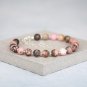Matte Rhodonite Round 8mm Smooth beads adjustable stacking bracelet