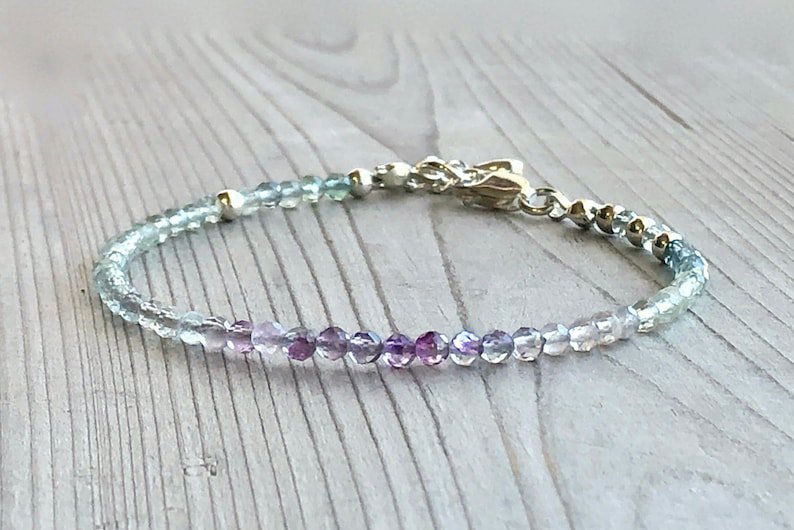 Multi Fluorite Round 3mm Faceted beads adjustable stacking bracelet