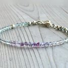 Multi Fluorite Round 3mm Faceted beads adjustable stacking bracelet
