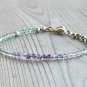 Multi Fluorite Round 3mm Faceted beads adjustable stacking bracelet