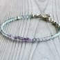 Multi Fluorite Round 3mm Faceted beads adjustable stacking bracelet