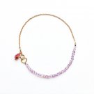 Pink Amethyst Round 2.5mm Smooth beads adjustable stacking bracelet