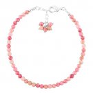 Pink Rhodonite Round 3mm Faceted beads adjustable stacking bracelet