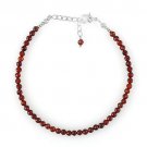 Red Garnet Round 3-3.5mm Faceted beads adjustable stacking bracelet