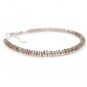 Smoky Quartz Button 3-4mm Smooth beads adjustable stacking bracelet