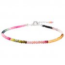 Tourmaline Round 2-2.5mm Faceted beads adjustable stacking bracelet