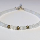 White Cat'S Eye Round 4mm Smooth beads adjustable stacking bracelet