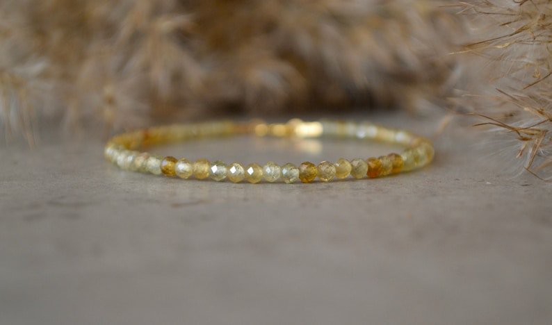 Andradite Garnet Round 3mm Smooth beads adjustable stacking bracelet