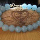 Aqua Chalcedony Round 10mm Smooth beads adjustable stacking bracelet