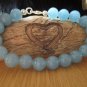 Aqua Chalcedony Round 10mm Smooth beads adjustable stacking bracelet