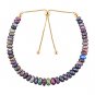 Black Opal Rondelle 6-8mm Faceted beads adjustable stacking bracelet