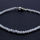 Blue Chalcedony Round 3mm Faceted beads adjustable stacking bracelet