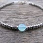 Blue Chalcedony Round 8mm Faceted beads adjustable stacking bracelet
