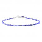 Blue Quartz Round 2-2.5mm Faceted beads adjustable stacking bracelet
