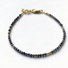 Blue Sapphire Round 2.5mm Faceted beads adjustable stacking bracelet