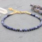 Blue Sapphire Round 3.5mm Faceted beads adjustable stacking bracelet