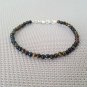 Blue Tiger'S Eye Round 4mm Smooth beads adjustable stacking bracelet