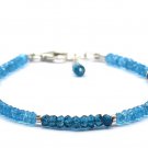 Blue Topaz Rondelle 3.5mm Faceted beads adjustable stacking bracelet