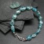 Blue Zircon Tumble  8-12mm Smooth beads adjustable stacking bracelet