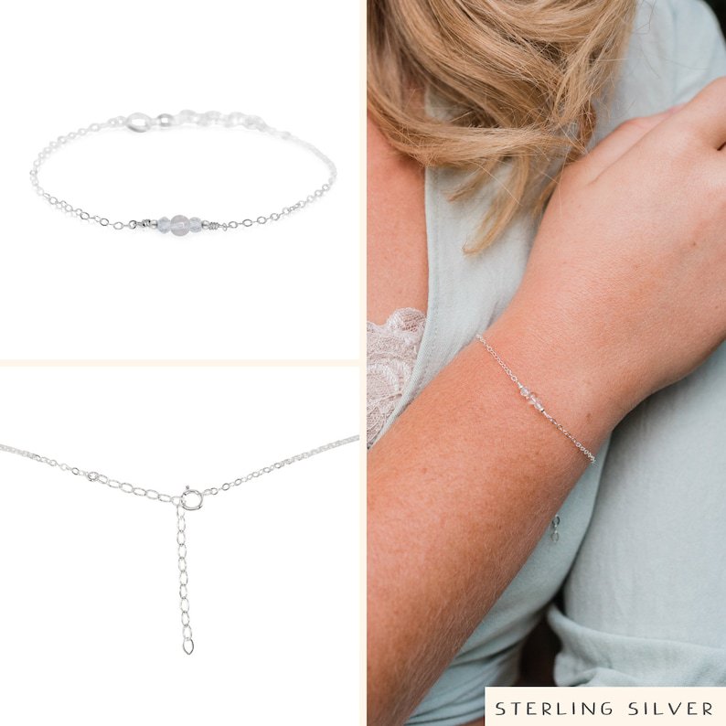 Crystal Quartz Round 2-4mm Smooth beads adjustable stacking bracelet