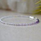 Fluorite Quartz Round 2mm Faceted beads adjustable stacking bracelet