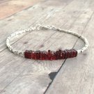 Garnet Heishi Square 4-5mm Smooth beads adjustable stacking bracelet