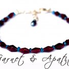 Garnet & Apatite Mix 3-6mm Smooth beads adjustable stacking bracelet