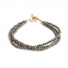 Gold Pyrite Round 2-2.5mm Faceted beads adjustable stacking bracelet