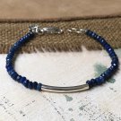 Lapis Lazuli Rondelle 4mm Faceted beads adjustable stacking bracelet