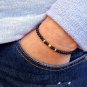 Matte Black Onyx Round 4mm Smooth beads adjustable stacking bracelet