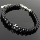 Matte Black Onyx Round 8mm Smooth beads adjustable stacking bracelet