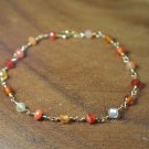 Multi Carnelian Round 3-3.5mm Mix beads adjustable stacking bracelet
