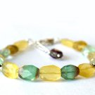 Multi Fluorite Drum 5x8mm Faceted beads adjustable stacking bracelet